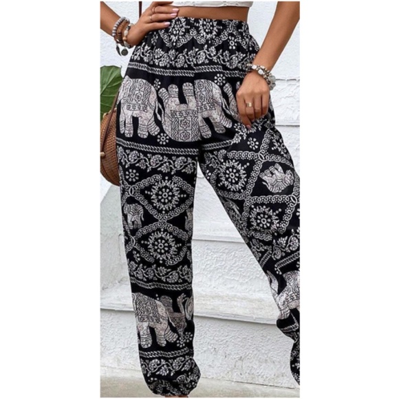 Boho Animal Print Stretchy Waist jogger pants - Picture 6 of 6